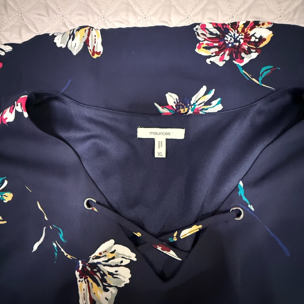 Maurices Navy Floral Long Sleeve Dress - Size XL - Picture 3 of 10